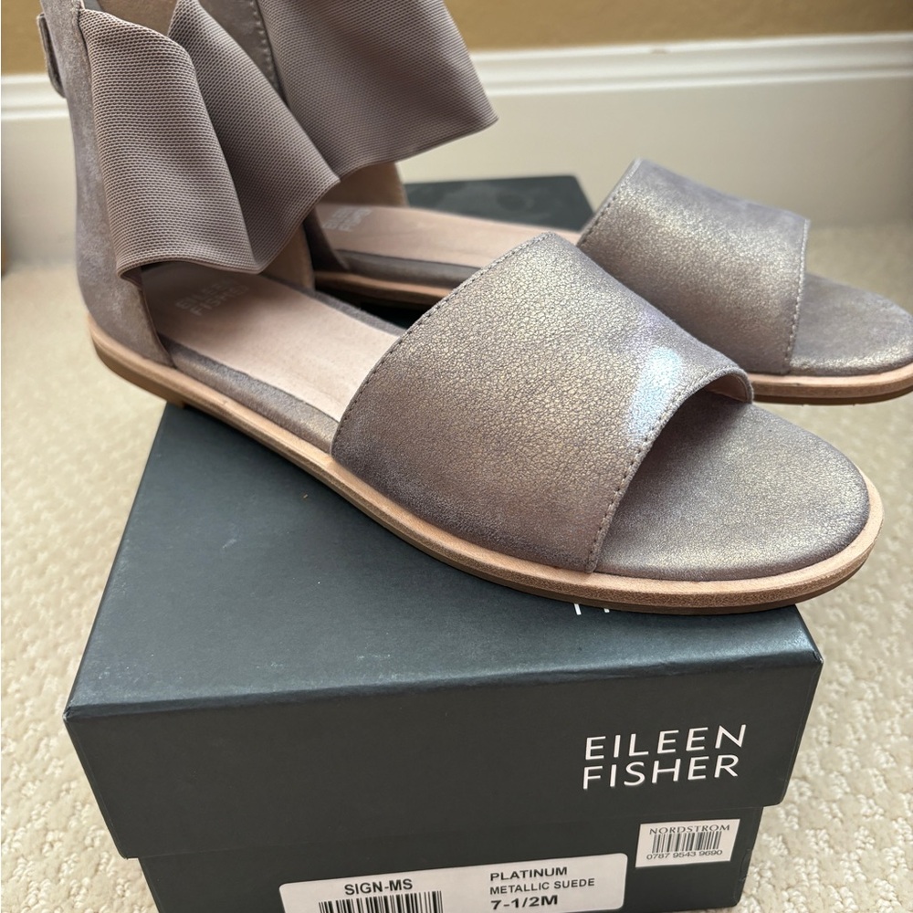 Eileen Fisher Platinum Metallic Sandals